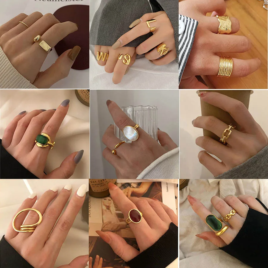 Foxanry Hot Sale Gold Color Rings for Women Summer New Trendy Elegant Bride Jewelry Wholesale Dropshipping