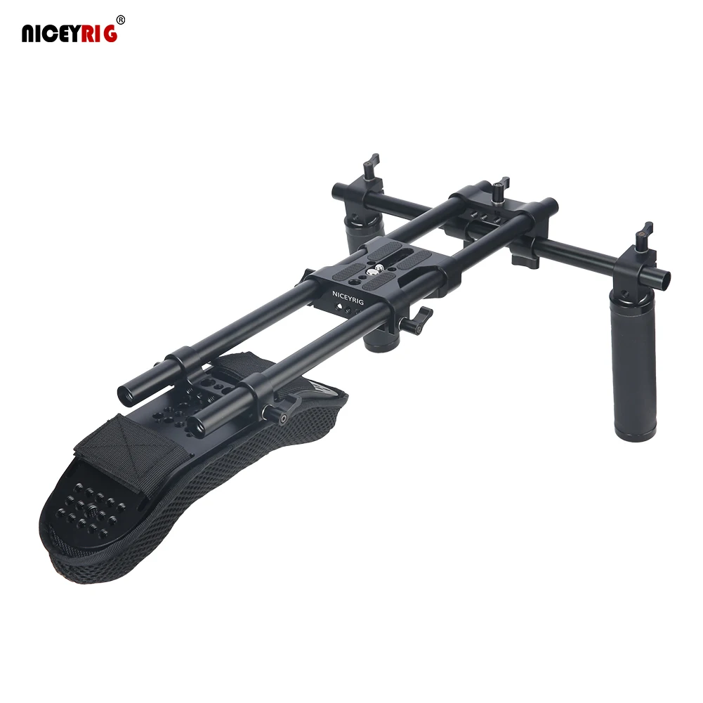 Niceyrig Universal Shoulder Rig Support Film Maker 15mm Railblock System with Camera/Camcorder Base Plate Mount Kit