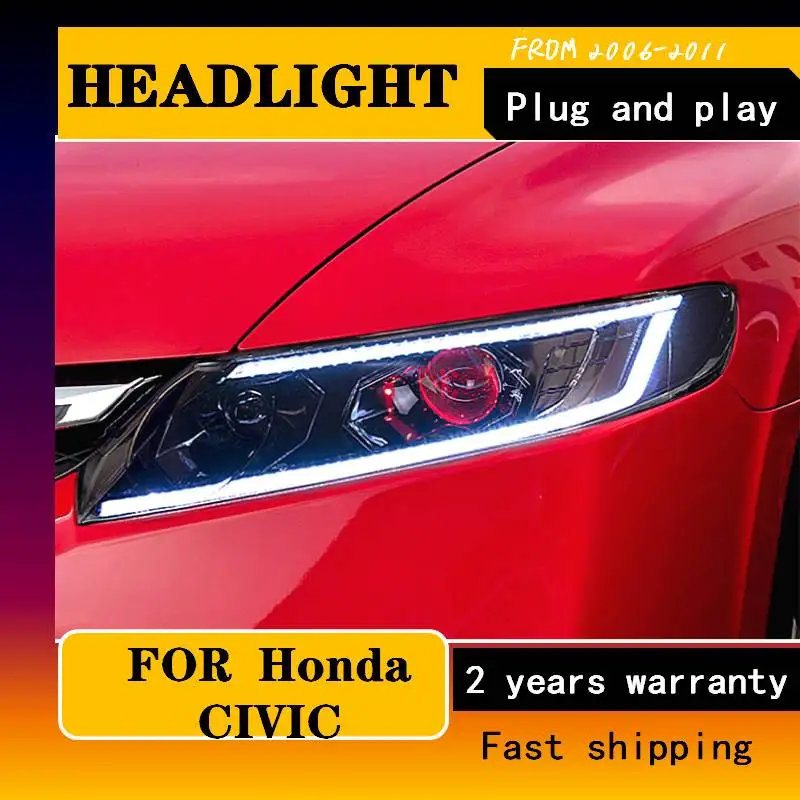 

Автомобильный Стайлинг для Honda 8th Civic 2006-2011 фары для civic DRLLens светодиодный ные фары с динамическим поворотным сигналом