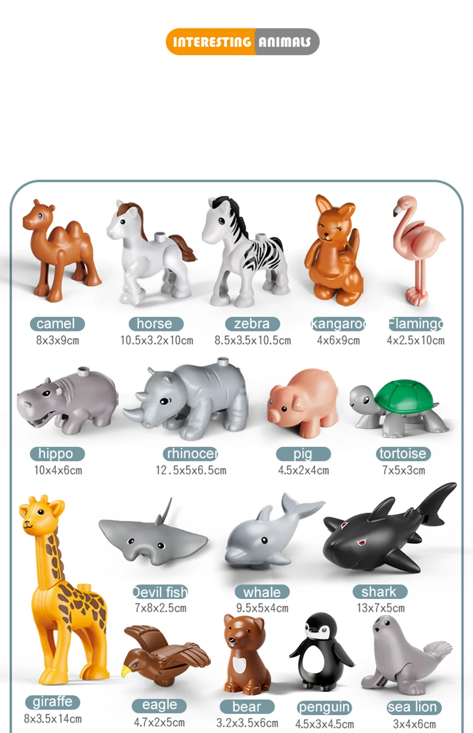NEUE Große Größe Bausteine Zubehör Figuren Tiere Block Dinosaurier Känguru DIY Ziegel Montage Spielzeug Für Kinder Kinder Geschenk – Detail 1