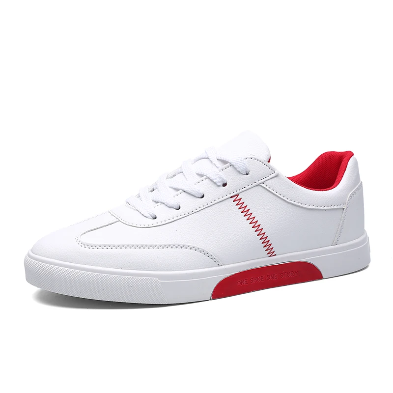 Tenis para hombre, zapatillas deportivas planas para correr, color negro, blanco y rojo, 2020