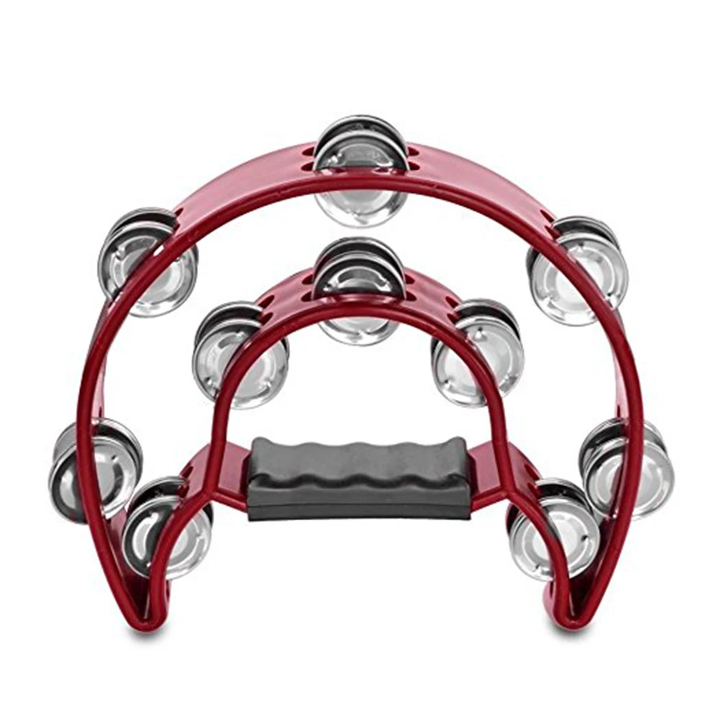 

Tambourine Bells Percussion Jingle Handheld Instrument Half Moon Drum Metal Jingles Tambourines Kids Wrist Hand