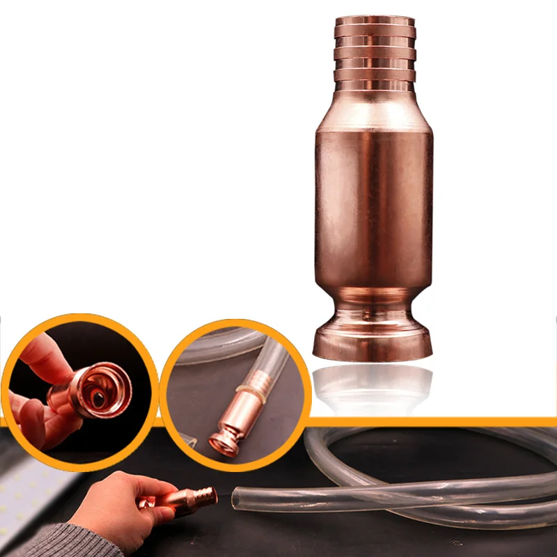 Red Copper Siphon Refueling Gas Siphon Pump Gasoline Fuel Water Shaker Siphon Safety Self Priming Hose Flexible Siphon Connector