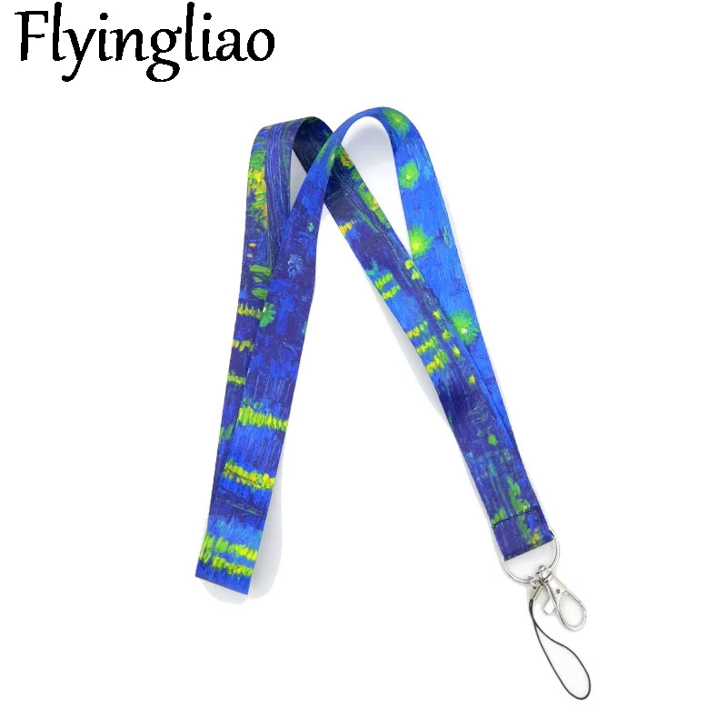 Van gogh Ölgemälde Starry Sky Art Lanyard Abzeichen ID Handy Seil Schlüssel Lanyard Neck Riemen Zubehör gurte bänder