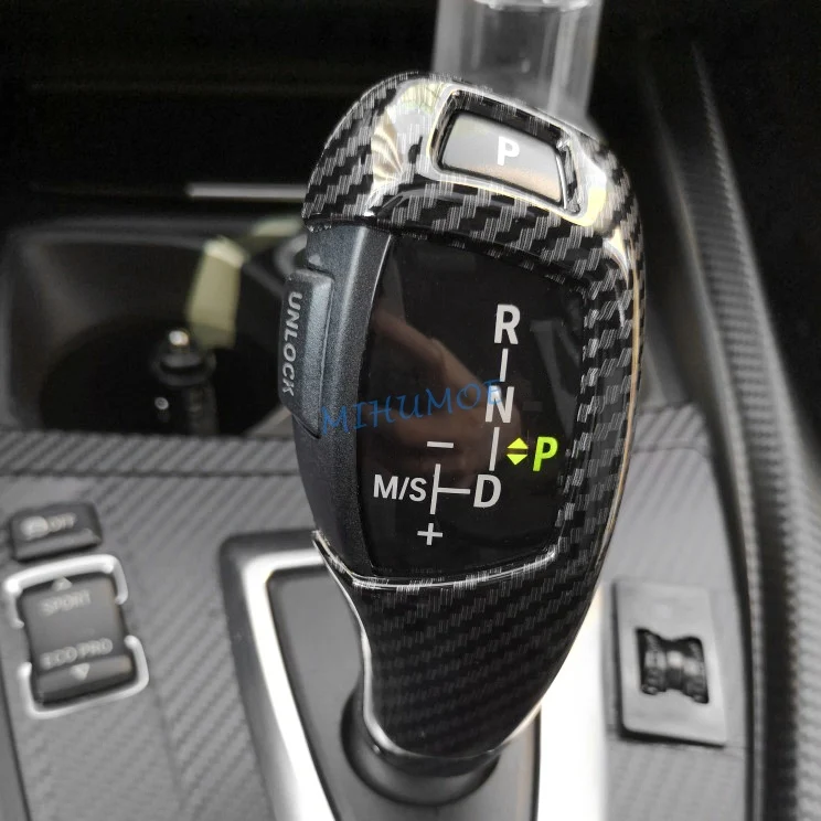 

LHD Carbon Fiber Gear Shifter Knob Cover Cap Trims For BMW 2 3 4 5 7 Series X3 X4 X5 X6 F22 F30 F31 F34 F10 F11 F25 F15 F16