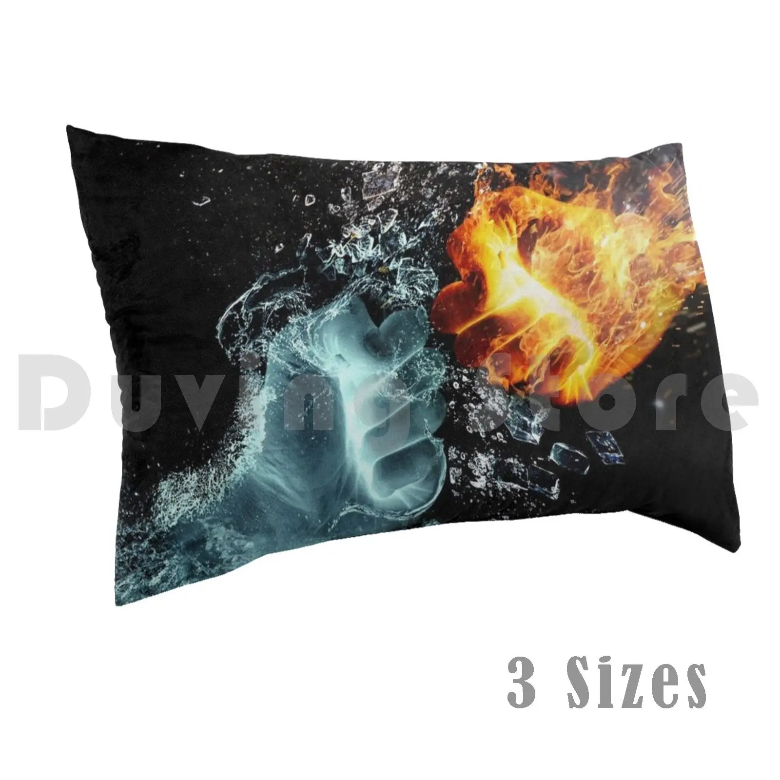 Fire & Water Fists Pillow Case Printed 50x75 Fire Wildfire Disaster Hazard Flame Fireball Blaze Bonfire