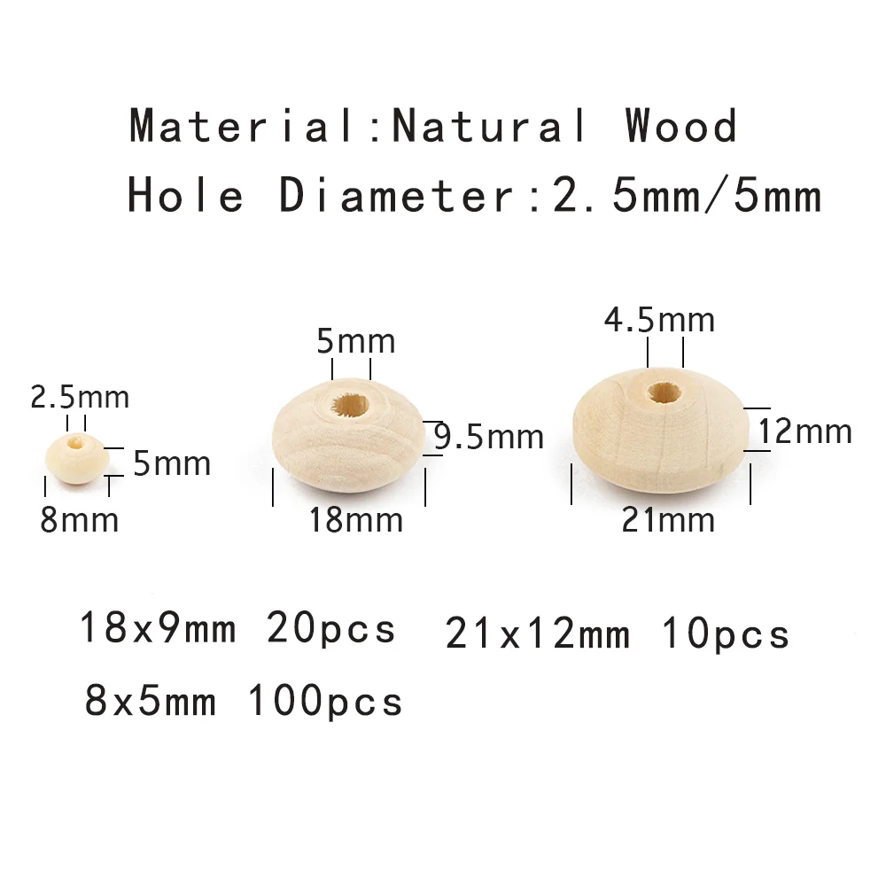 YHBZRET Wooden Flat Round Beads Loose Spacer Eco-Friendly Natural-Color Wood Beads for Jewelry Making bracelet DIY Findings toys