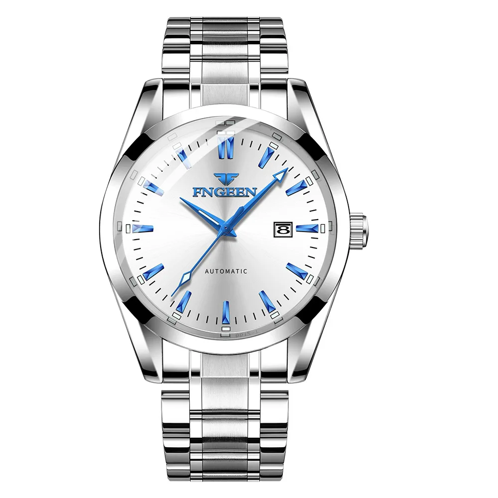 New Fashion Blue Light Automatic Mechanical Watches Business Men Luxury Watch Casual Calendar Wristwatches Male Gifts Watches