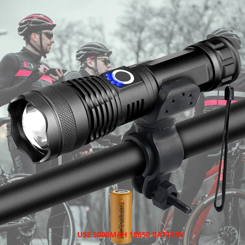 Powerful LED Bike Flashlight BX1 XHP90 4core 5000mAH 26650 Battery XHP50 Cycling Torch Mini USB Rechargeable Bicycle Light