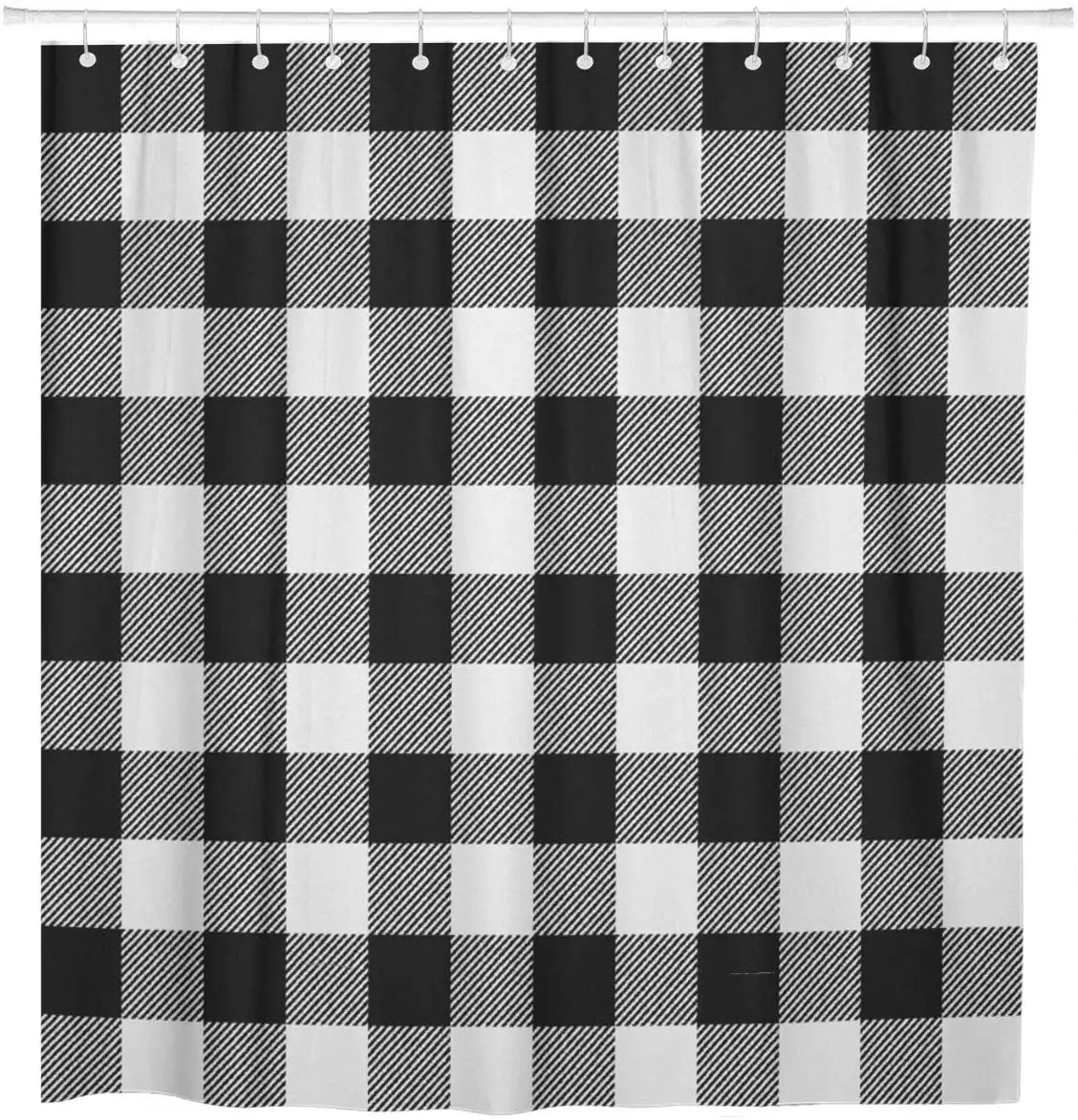 Autumn White Buffalo Plaid Black Bright Cabin Check Checkered Shower Curtain Waterproof Polyester Fabric 72 x 72 Inches