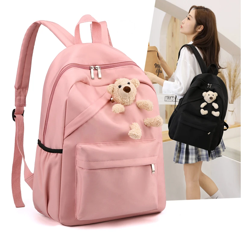 

Send cute bears New fashion Waterproof nylon Women Backpack Unisex multi-pocket Laptop backpack Large capacity Student schoolbag