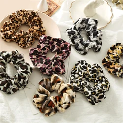 Hot Sale Leopard Velvet Scrunchies Hair Accessories For Women Girl Elastic Hair Ring Hair tie Ponytail Holder Rubber Hair Band