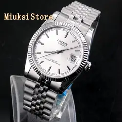 parnis 36mm top luxury watch sapphire glass  white color dial 21 Jewels miyota luminous marks automatic womens watch