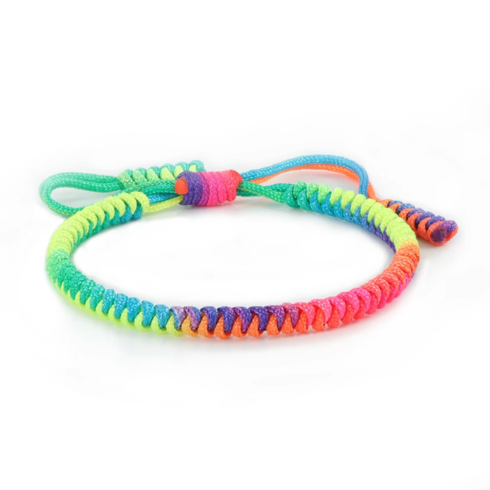 Rainbow Thread Braided Bracelet Colorful Handmade Rope Charm Women Tibetan Buddhist Bracelets & Bangles Best Friend Jewelry Gift