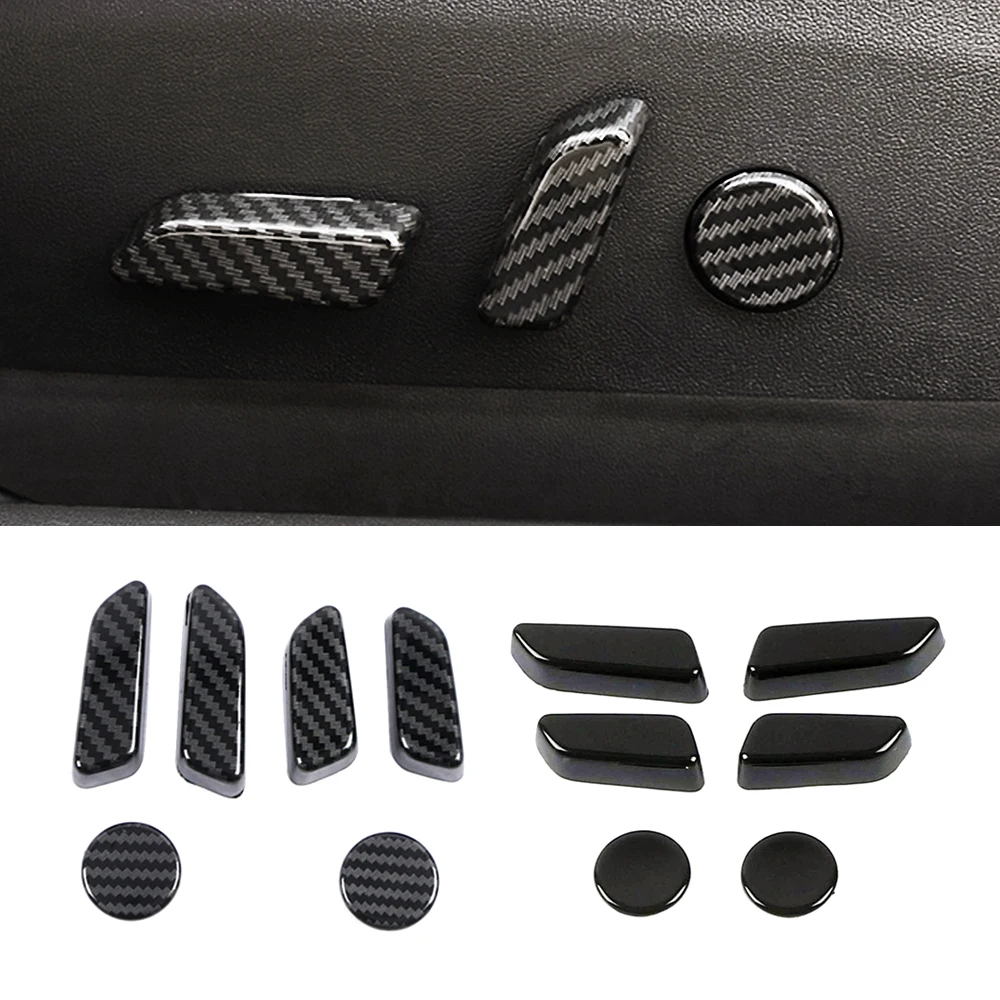 For Tesla Model 3 Model Y Carbon Fiber Color Seat Adjust Switch Button Trim Cover Black ABS Car Interior Accessories