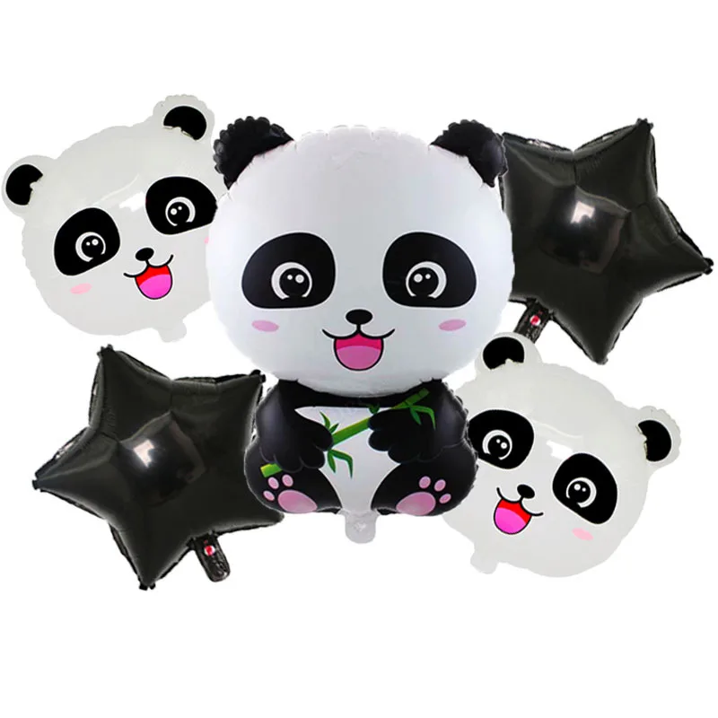 Cartoon Animal Black 32inch Foil Balloon Set Star Panda Children Birthday Party Decoration Baby Shower Kids girls boys Ballon