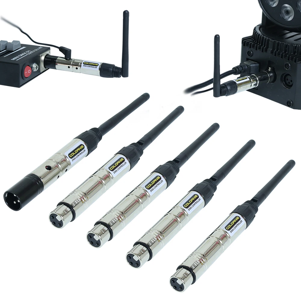 Controlador DMX inalámbrico de 5 pines, transmisor y receptor de 2,4 GHz, señal DMX512 para luces PAR de escenario con cabezal móvil