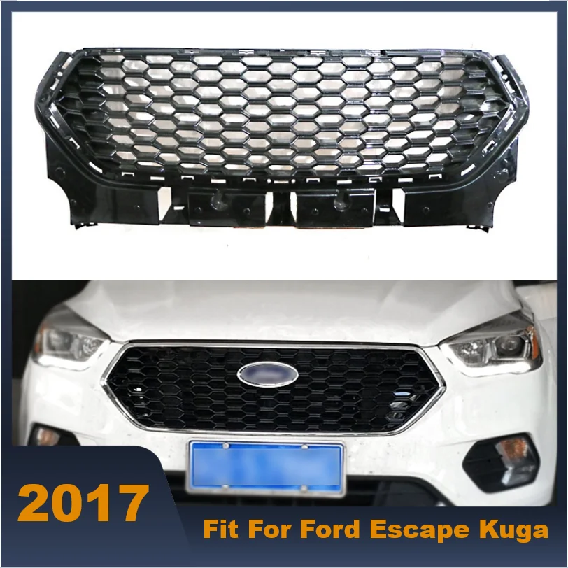 High Quality ABS Front Middle Grille Racing Grills Honeycomb Mesh Grill For Ford Escape Kuga 2017