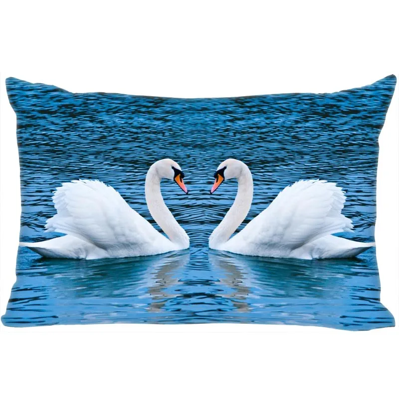 New Swan Pillowcase Satin Fabric Bright Smooth Rectangle Zipper Pillow Cases Home Wedding Decorative For Friend Gift