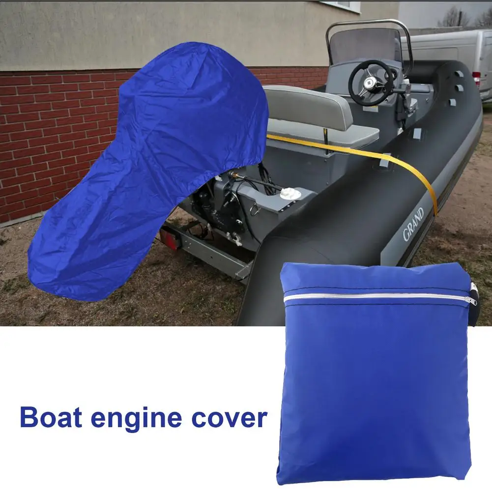 420D Boat Full Outboard Engine Cover Protection Blue For Motor Waterproof Sunshade Dustproof 15-20HP 30-60HP 100-150HP 175-225HP