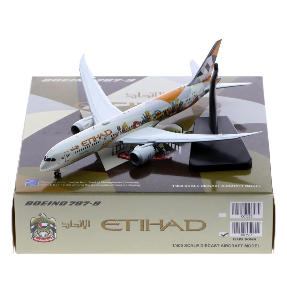 

1:400 Alloy Collectible Plane JC Wings XX4255A Etihad Airways Dreamliner "Choose Italy" B787-9 Diecast Model A6-BLH Flaps Down