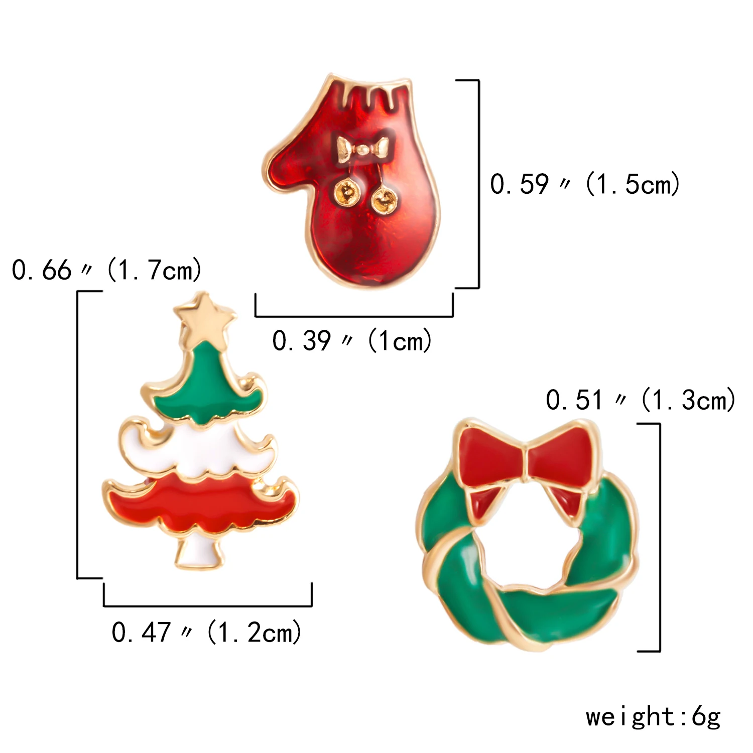 Rinhoo 3pcs/set Merry Christmas Brooches Xmas Tree Gloves Wreath Christmas Enamel Badge Small Pin Fashion New Year Party Jewelry