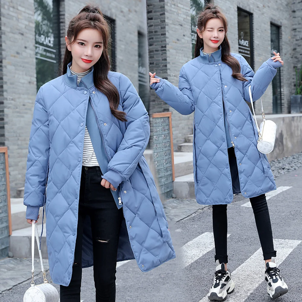 Vielleicht Winter Jacket Women Casual Long Coat Winter Female Down Cotton Padded Parkas Bandage Ladies Jacket Coat