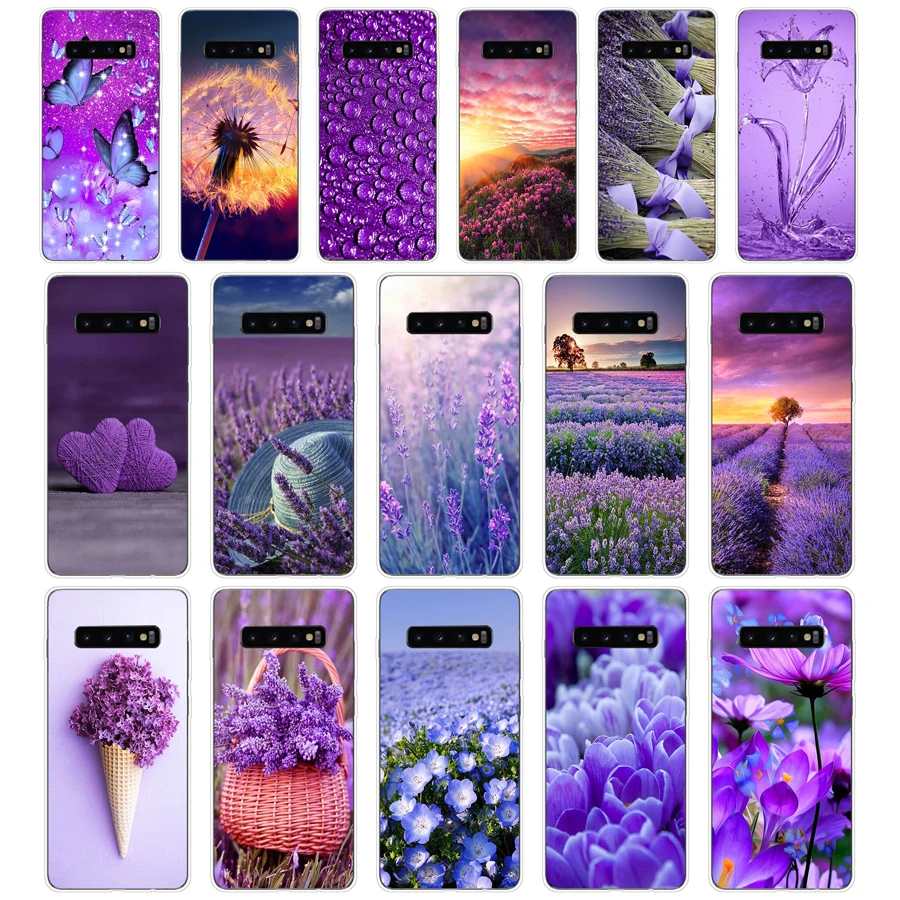 349FG Simple lavender Purple flowers Soft Silicone Tpu Cover Case for Samsung Galaxy A01 A10 M11 M21 S10 S20 J1 2016 Plus case