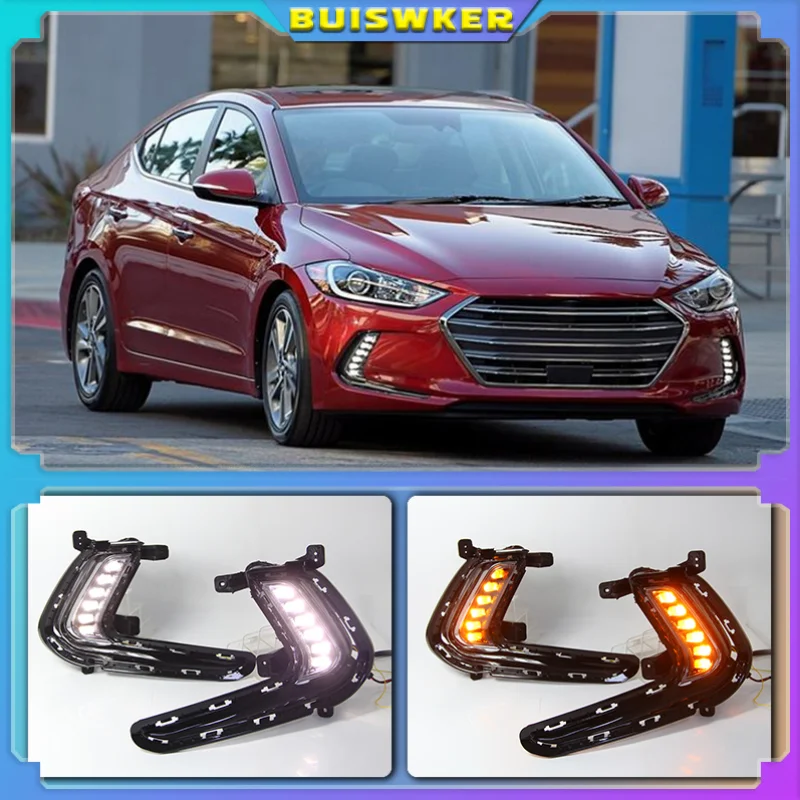 

1Set 12V ABS LED Car DRL Daytime Running Lights With Turn Yellow Signal For Hyundai Avante AD Elantra 2016 2017 2018