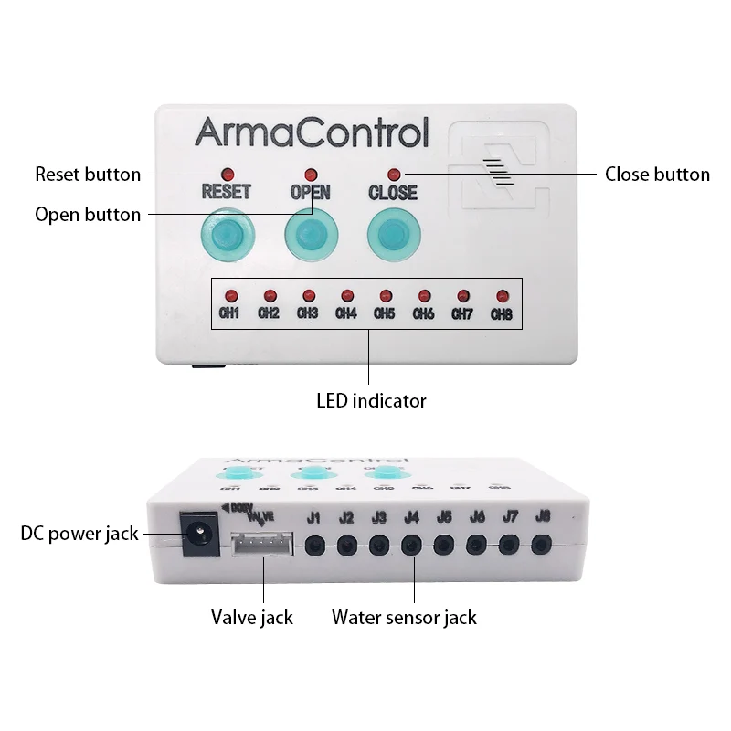 Detector de alarma de fugas de agua con adaptador de corriente de la UE y Sensor de Cable de agua con Cable de 4 Uds.