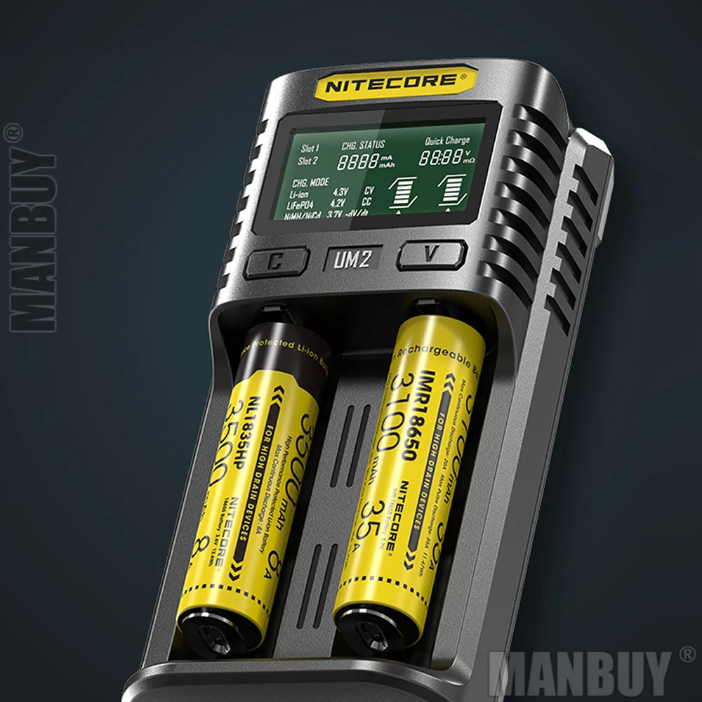 NITECORE UM2 Automatic Universal 3A Quick Charger Intelligent USB 2Slot LCD Display For Li-ion IMR Battery Wholesale