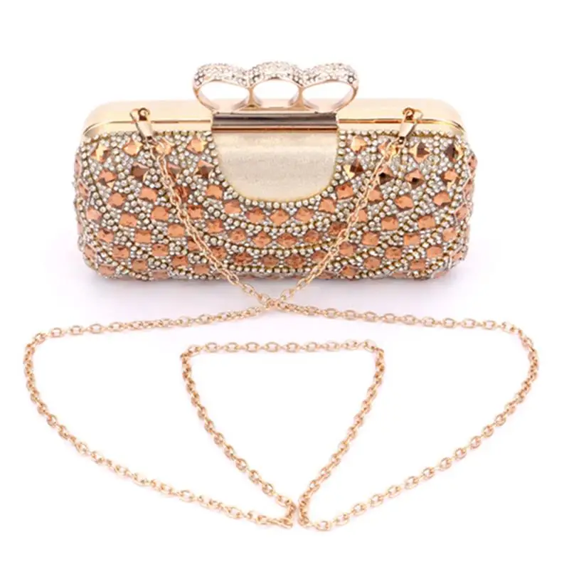 

19x10CM Clutch Bag One Shoulder Strap Diamond Bag Dinner Bag Ring Head Banquet Bag a6920