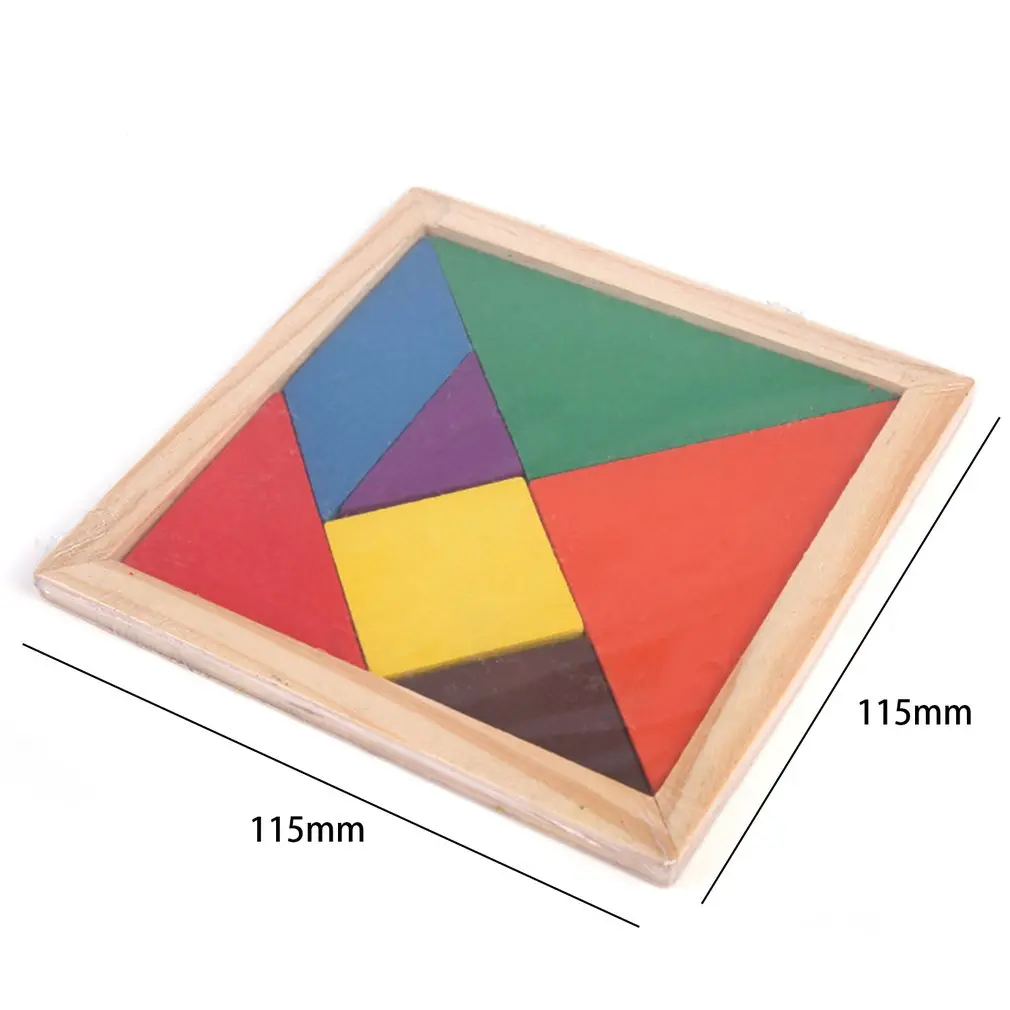 Fun Wooden Geometry Rhombus Tangram Puzzle Shape Cognitive Intellectual Development Children's Educational Enlightenment Toy
