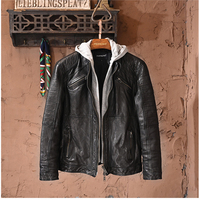 YR!Wholesales.Autumn popular young men vintage genuine leather jacket.Washed tanned sheepskin coat,Luxury quality leather cloth