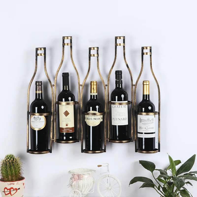 

European-style holder Metal wine rack wall red wine rack wall hanging living room dining room bar cabinet wine bottle