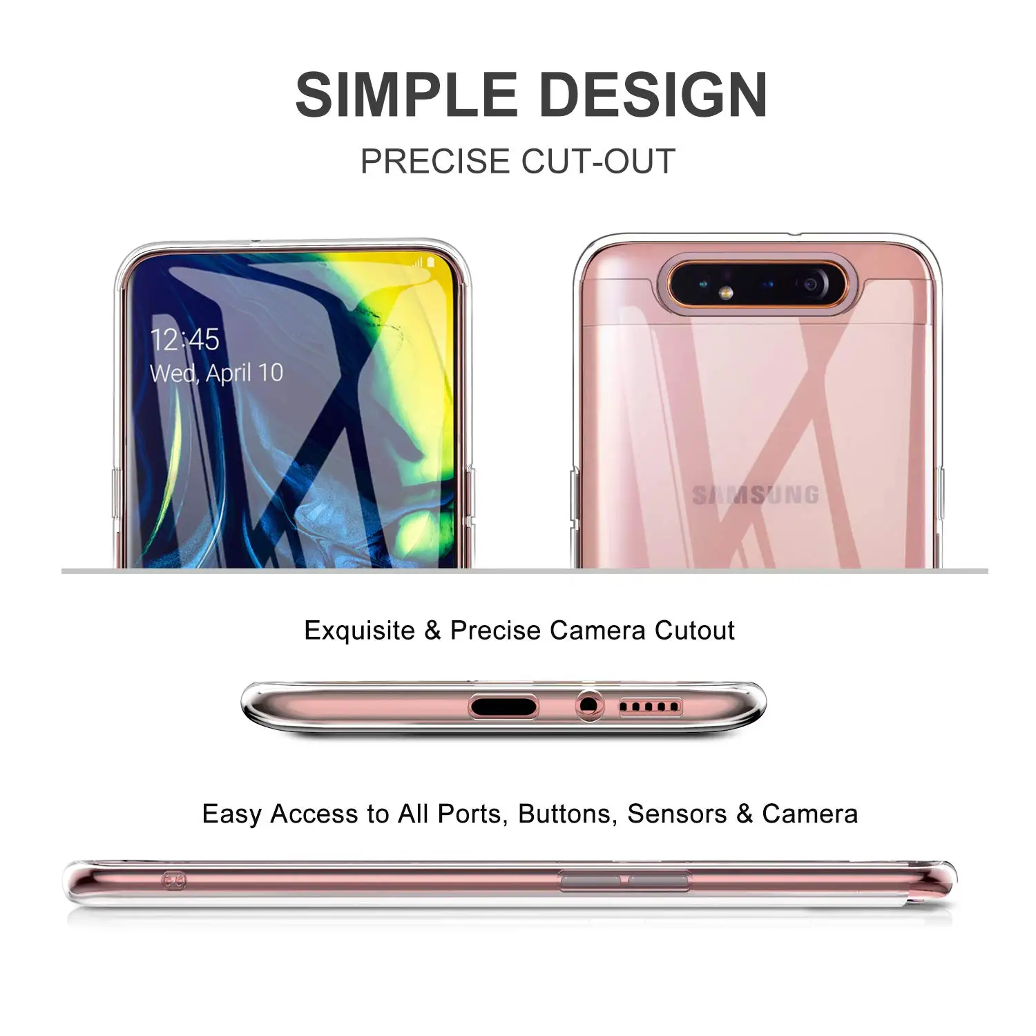 Transparent Silicone TPU Case for Samsung Galaxy A80 A90 5G Mobile Phone Back Cover 360 Protective SamsungA80 2019 Clear Fundas