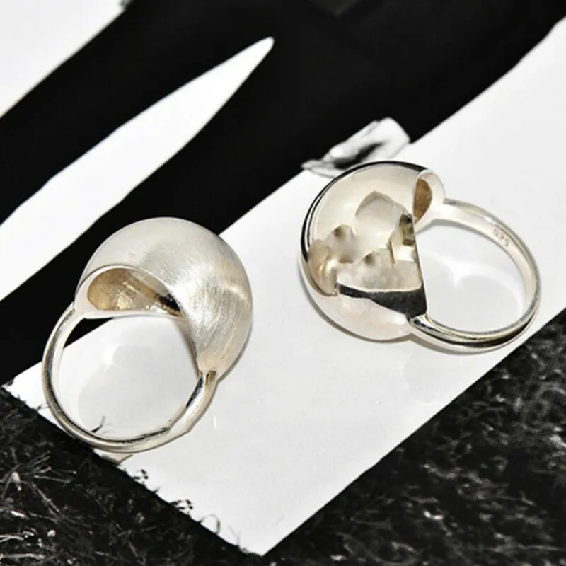 Anelli lisci minimalisti a sfera grande in argento Sterling 925 per le donne regali creativi di gioielli per feste di compleanno di nuova moda