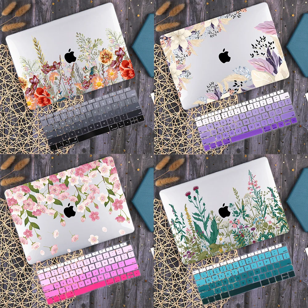 Redlai Laptop Case for MacBook Air 13 A2681 A2337 A2179 2023 Pro 14 Flower Plastic Hard Cover Pro 13 14 A2442 A2485 A2338 A2289