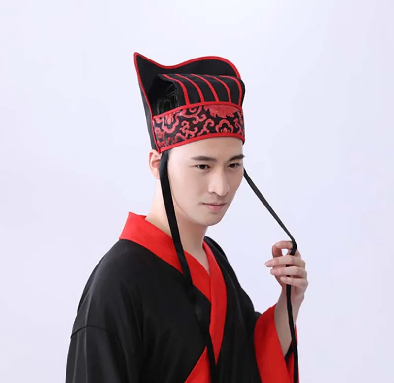 Men Ancient Hat Chinese Traditional Headdress New Adult Hanfu Hat Headdress Yellow Red Chinese Vintage Hat Cosplay Props For Men