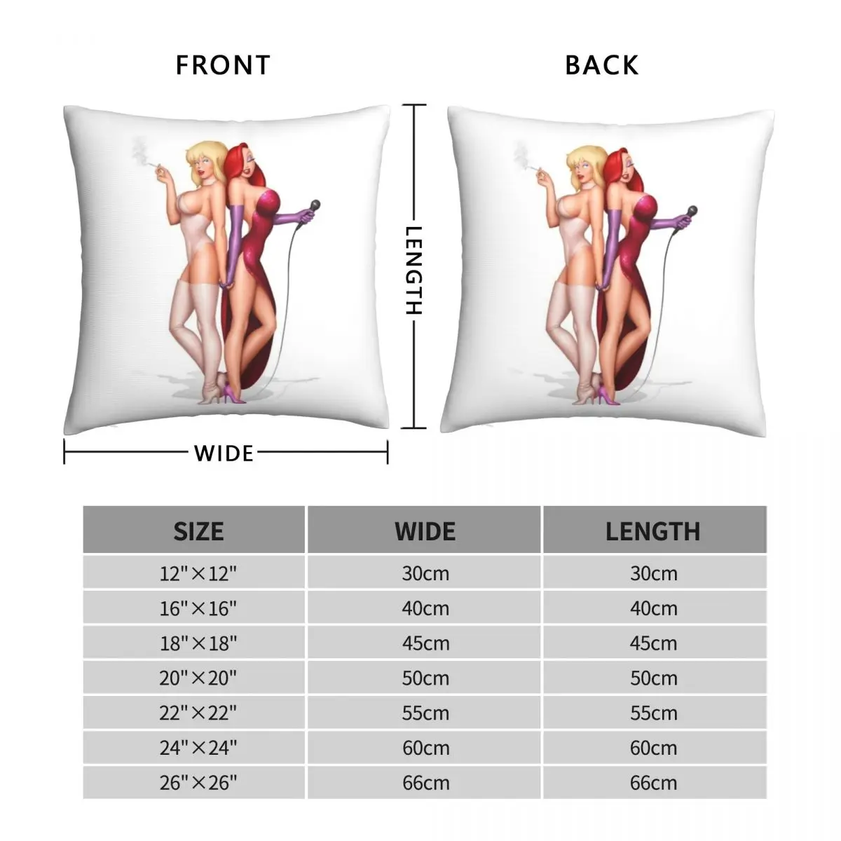 Who Censored Roger Rabbit Jessica And Holli Wood Square Pillowcase Polyester Linen Velvet Creative Zip Decor Car Cushion Cover