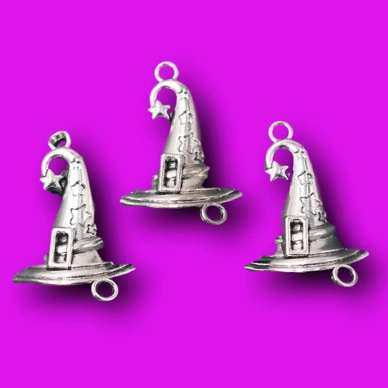 Witch Hat Pendant, Witch Conectors Charms, Christmas Charms, Black Magic Charm, Christmas Gifts, DIY Charm Jewelry Crafts Making