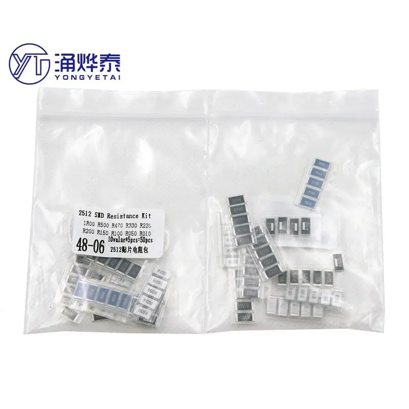 Tài 50PCS 1% 2512 SMD Điện Trở Mẫu Bộ, 10 ValueX5pcs = 50 Chiếc 1R00 R500 R470 R330 R220 R200 R150 R100 R050 R010