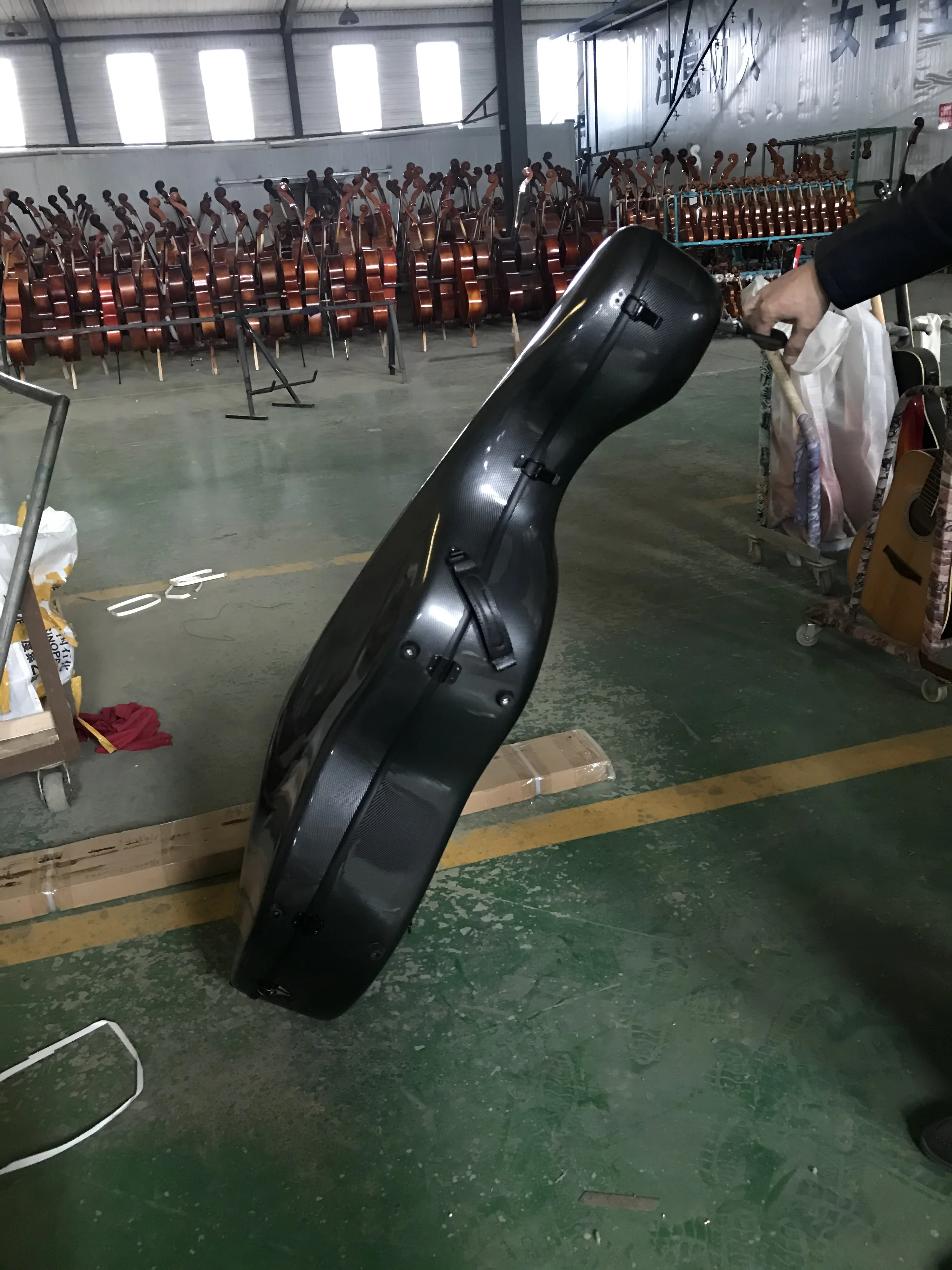 Strong Carbon Fiber Cello Case, Water-Resistant, Pressure-resistant, Wwheeled, Light Black, Hard Case, AA, New