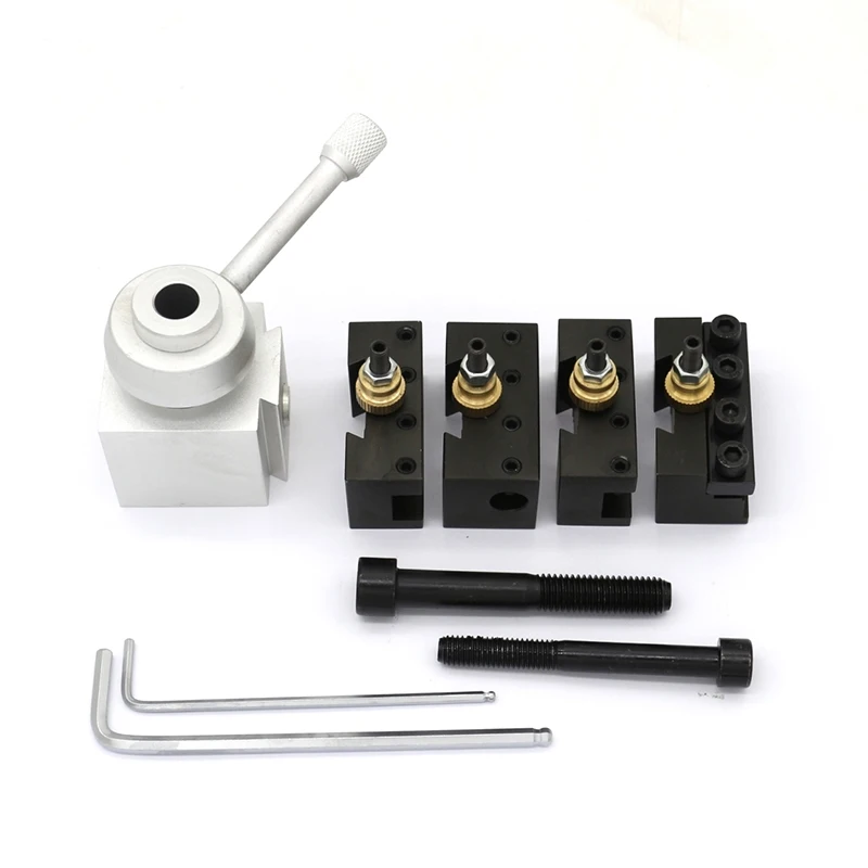 Quick-change tool post special for small lathes, aluminum alloy material lathe tool post set, lathe auxiliary tools