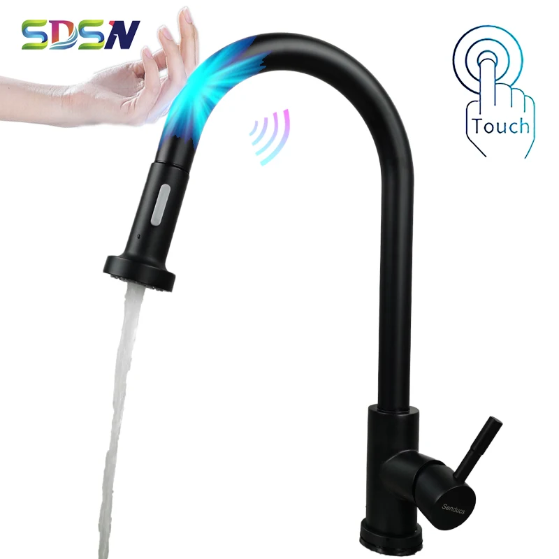 

Touch Kitchen Sink Faucet SDSN Brushed Pull Out Kitchen Mixer Tap Smart Touch Kitchen Mixer Faucets Black Sensor Kitchen Faucets