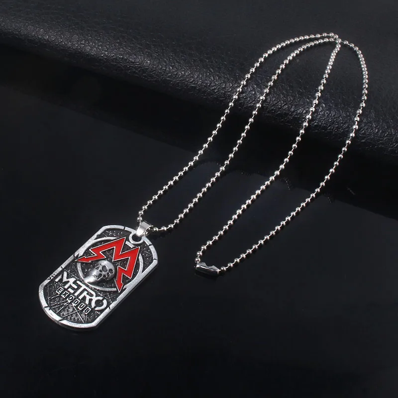 Hot Game Metro Exodus 2033 Necklace Retro Dog Tag Skull Pendants Necklace Choker Women Men Gifts Jewelry