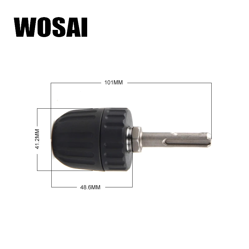 WOSAI Keyless Adapter Impact Driver 0.8-10mm Hex Shank Adapter Clamping Range Driver Tool Thread 3/8\