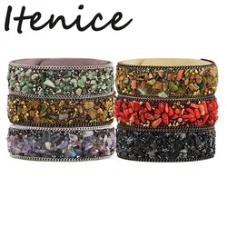 2020 Newest Fashion women jewelry rhinestone Leather Charm Bracelet Bangles with Buttons Adjust Size Couple Bracelets Gift