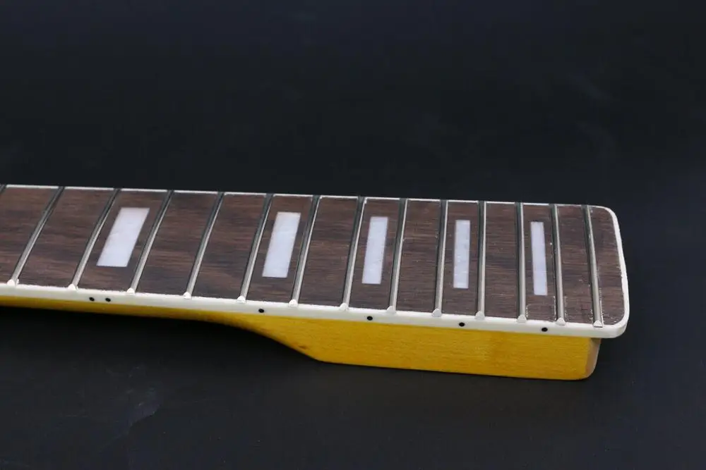 22Fret Guitar Neck 25.5inch Yellow Painting Block Inlay Canada Maple Big Head