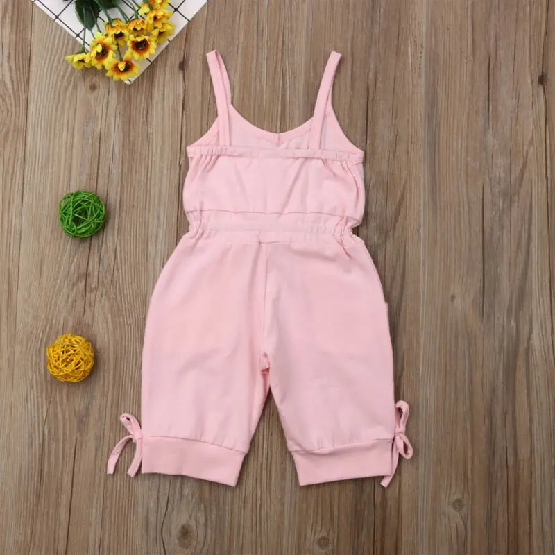 Summer Baby Girl Bow Vest Tank Romper Jumpsuit Toddler Kid Girl Suspenders Sleeveless Bow Jumpsuit Outfits  Fashion 1-6Y Clothes